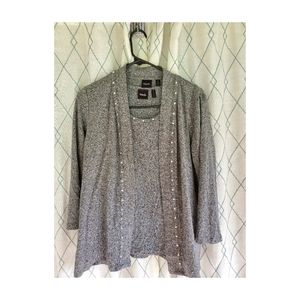 2pc Gray Women's Tank & Cardigan